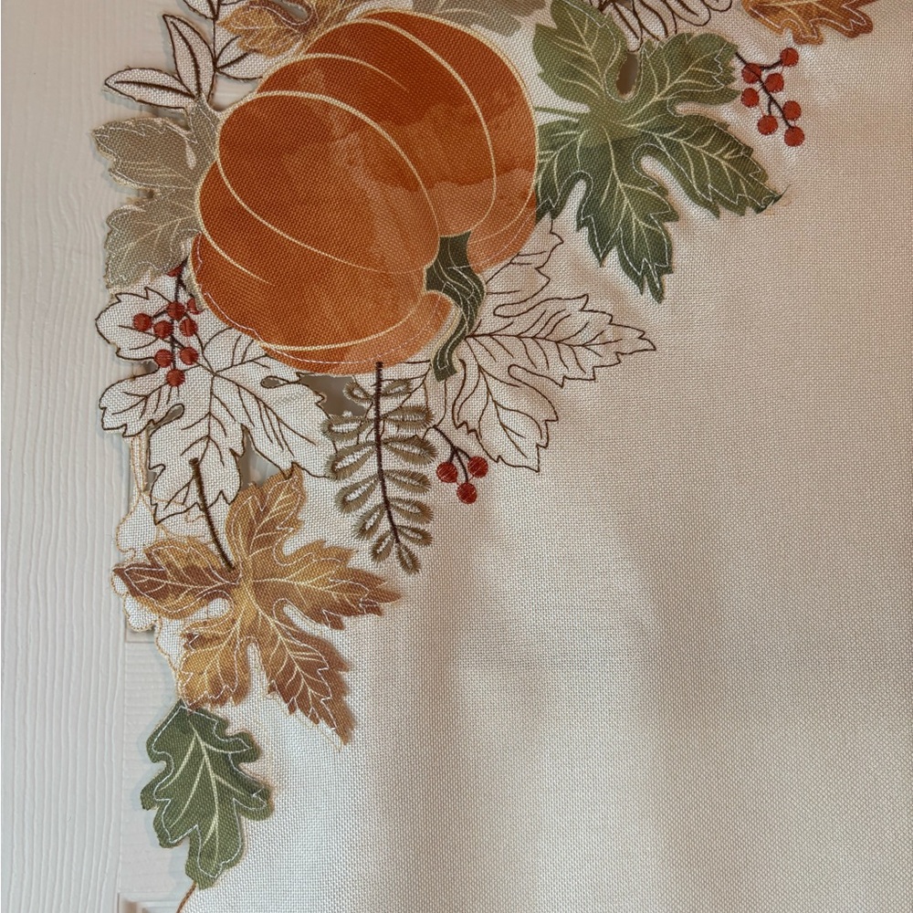 Autumn Pumpkin and Leaves Tablecloth